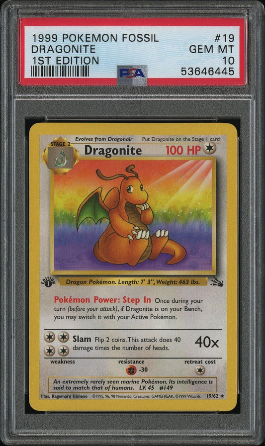 Dragonite Fossil 1st Edition 1999 PSA 10 #19